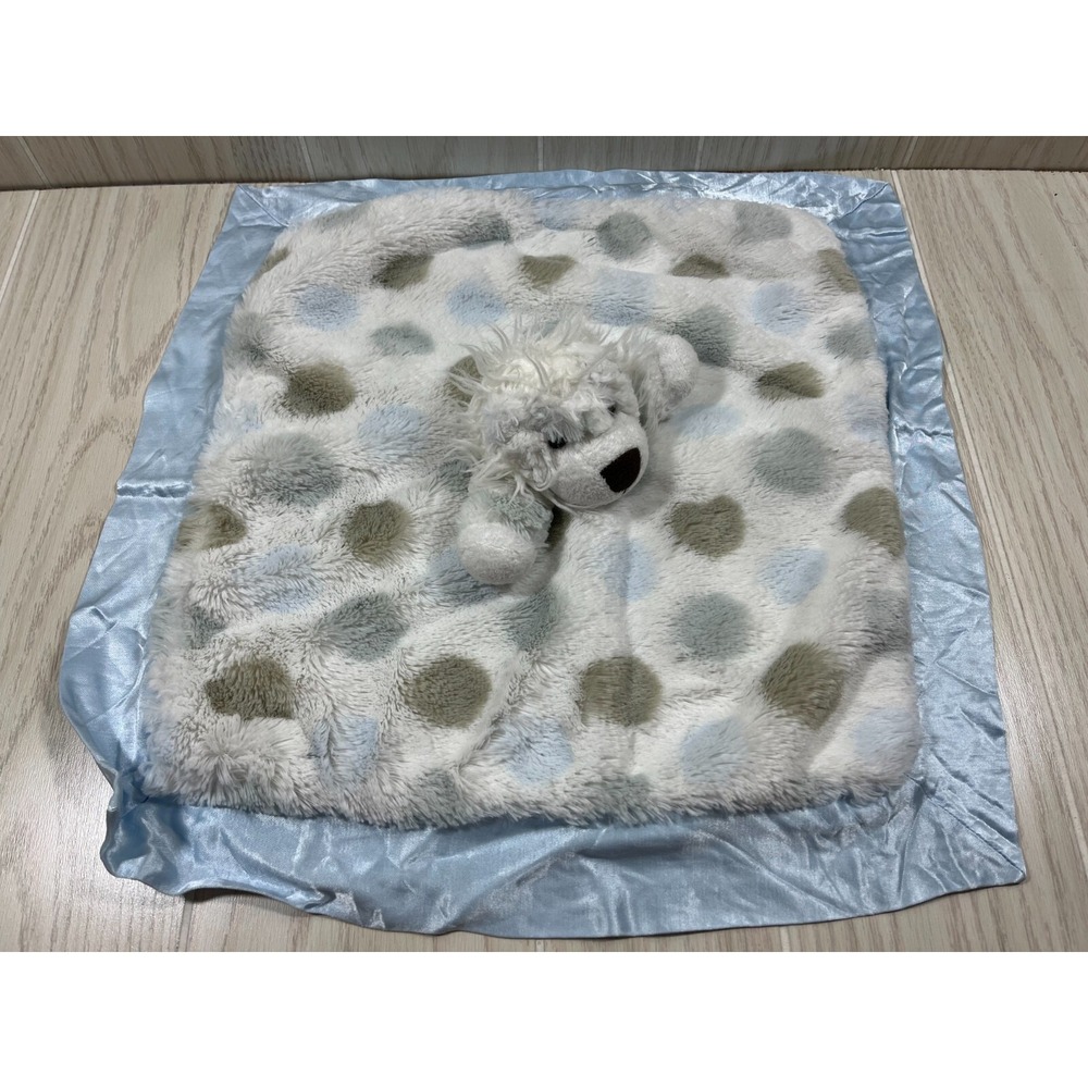 Little Giraffe white gray blue dots teddy polar bear lovey baby security blanket